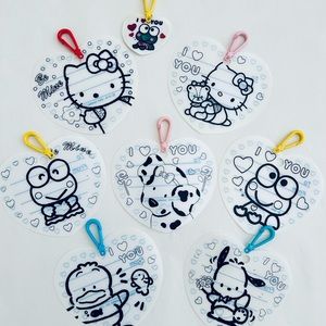 Vintage Sanrio Hello Kitty Shrinky Dinks Name Tag Clips DIY Craft 7 Pc Lot ‘92